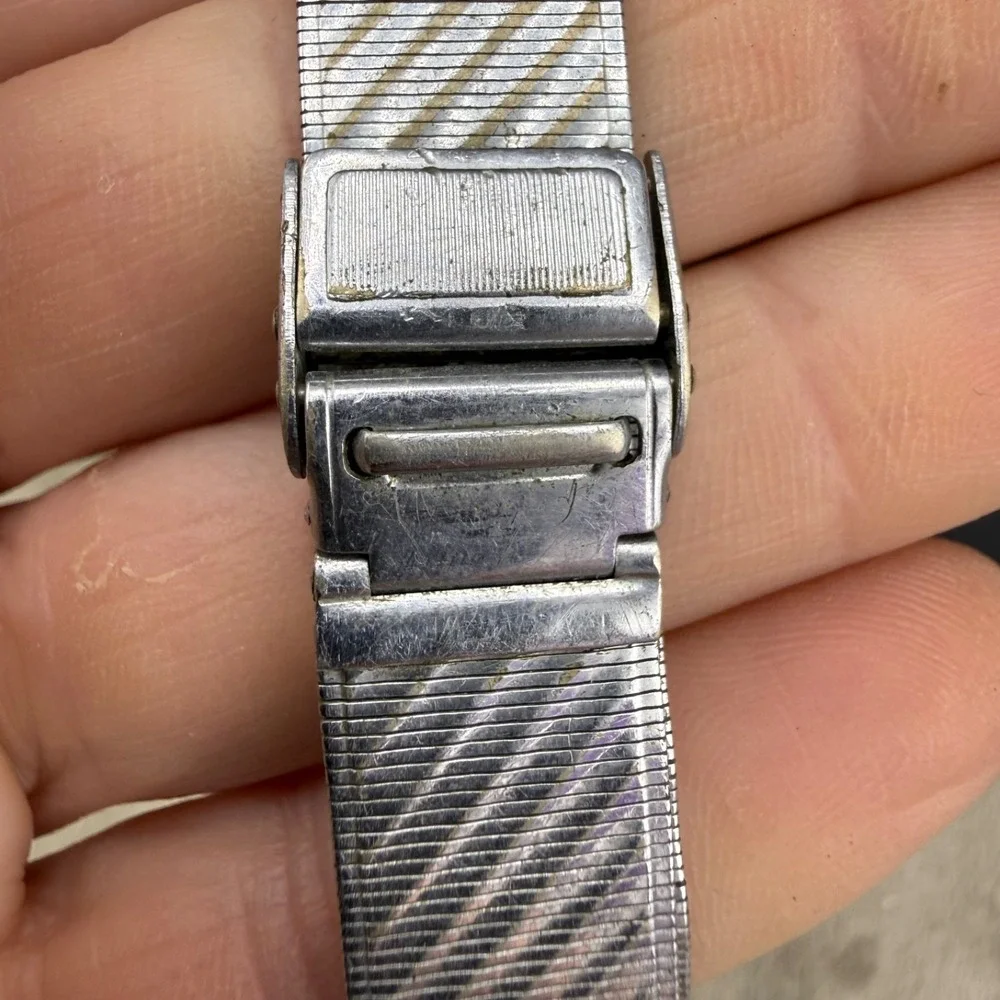 Vintage Medina Watch Military Silver Tone Unique Band‎ UNTESTED 9